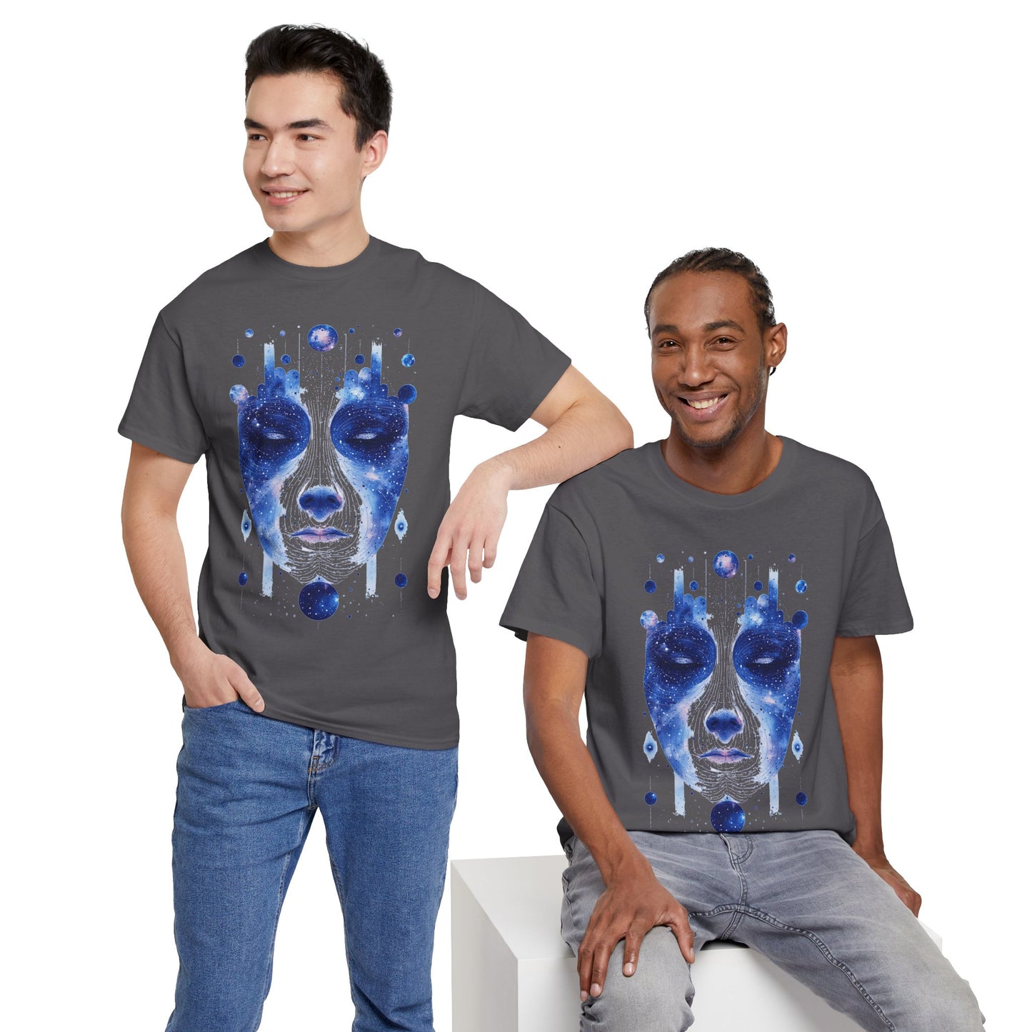 Cosmic Face Galaxy Graphic Space Art Tee Shirt *Multiple Colors*