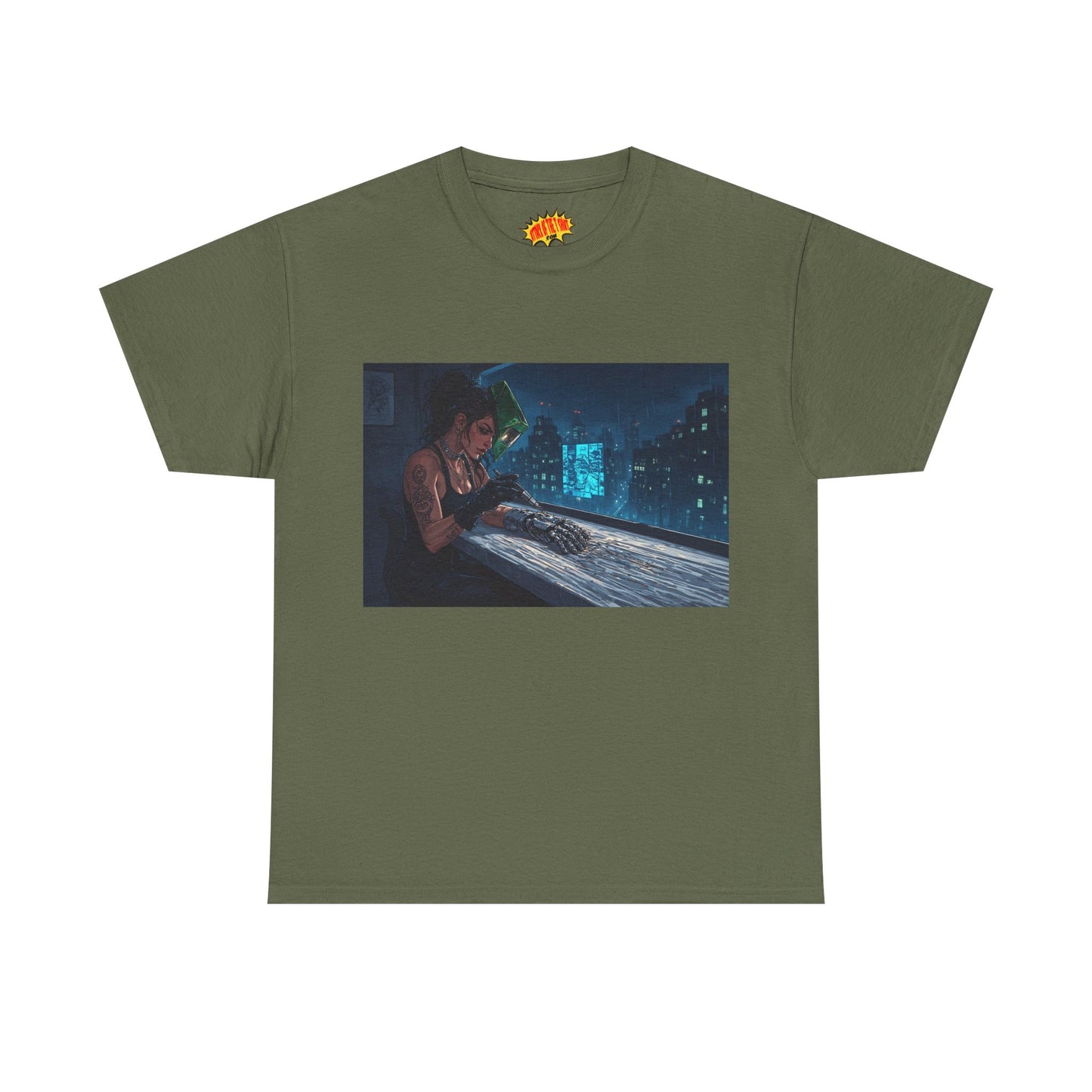 Cyberpunk Women w/Cybernetic Hand Scene T-Shirt *Multiple Colors*