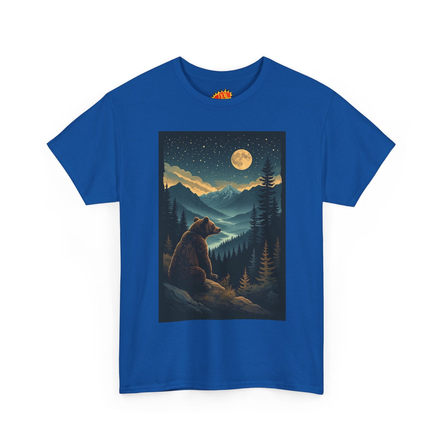 Sitting Grizzly Bear Full Moon Scene T-Shirt *Multiple Colors*