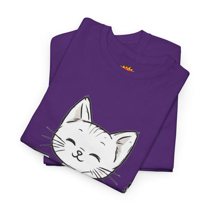 White Cat w/Takeout Yarn Art Tee Shirt