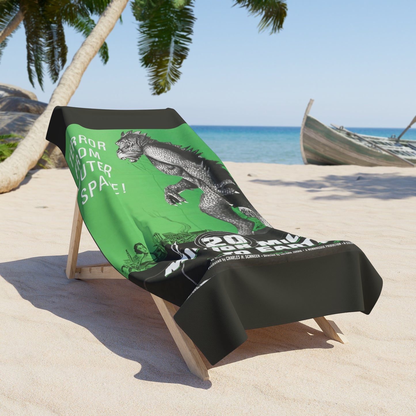 20 Million Miles to Earth Retro Monster Beach Towel | Vintage Movie Poster Art