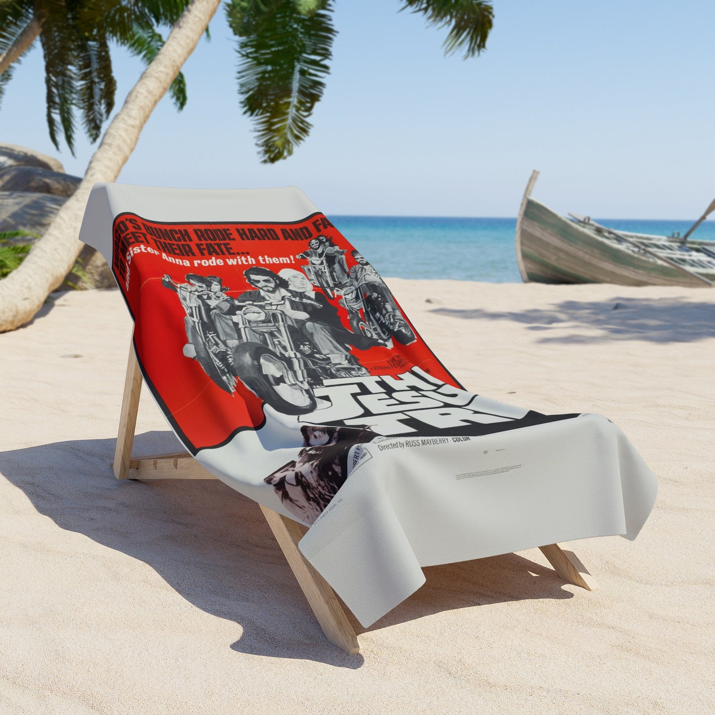 The Jesus Trip Vintage Movie Poster Art Beach Towel | Retro Motorcycle Pop Art