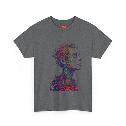 Multicolor Line Drawing Human Graphic Art Tee Shirt