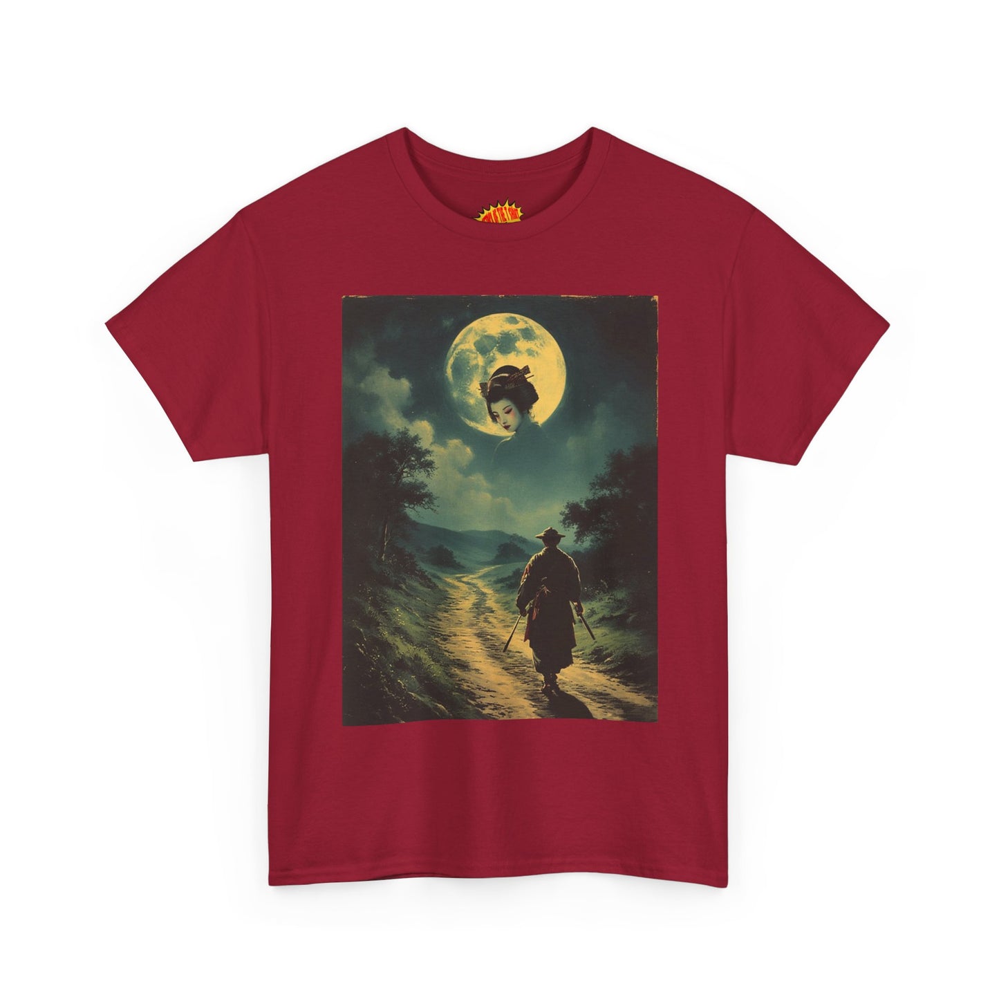 Travelling Samurai w/Moon Geisha Woman T-Shirt *Multiple Colors*