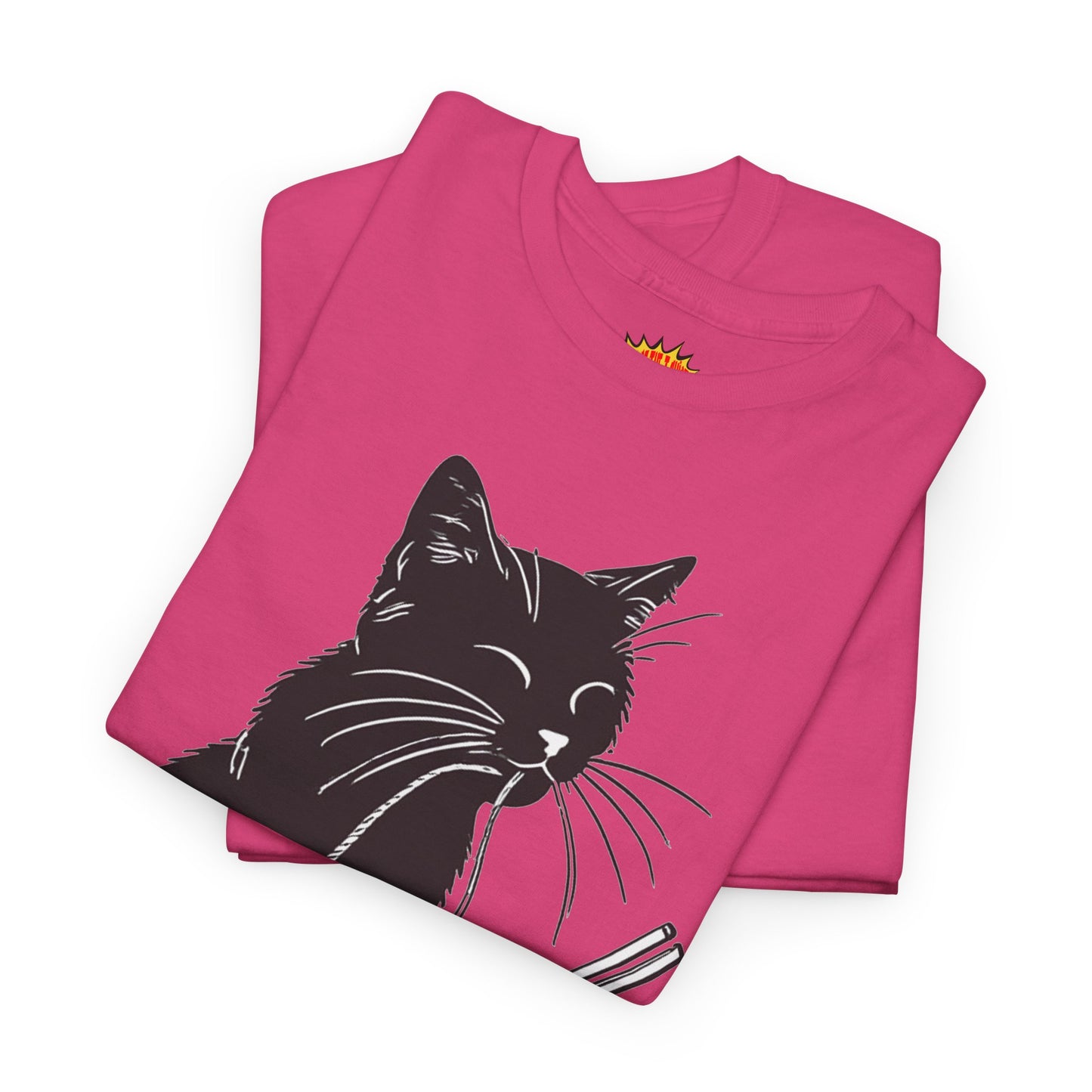 Black Cat w/Noodles Drawing Art Tee Shirt *Multiple Colors*