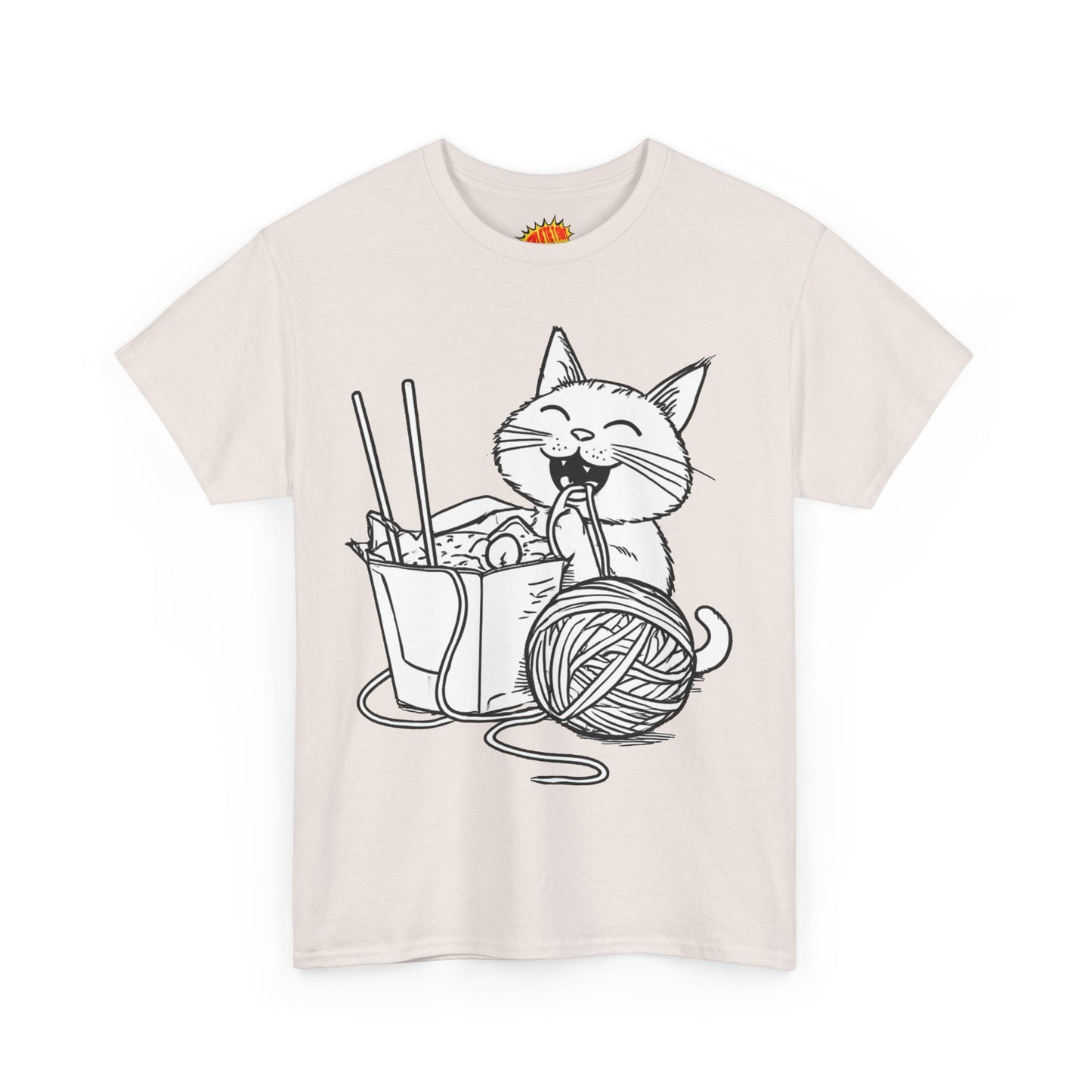 Happy Cat w/Noodles + Yarn Art Tee Shirt *Multiple Colors*