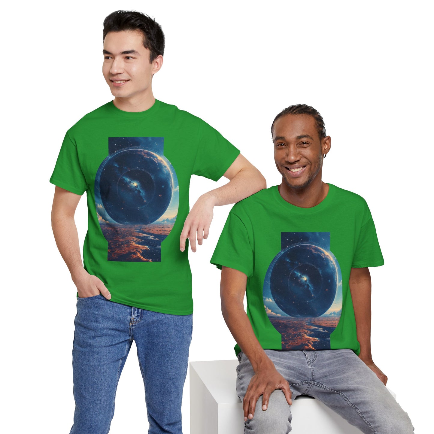 Round Galaxy Space Graphic Art Tee Shirt *Multiple Colors*
