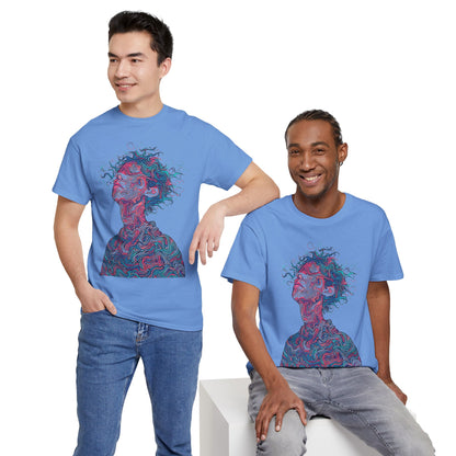Line Drawing Multicolor Human Graphic Art Tee Shirt