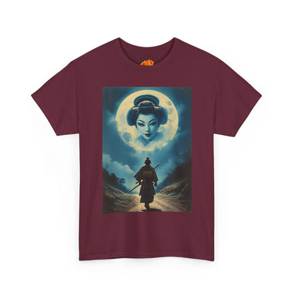 Walking Samurai w/Full Moon Geisha Woman T-Shirt