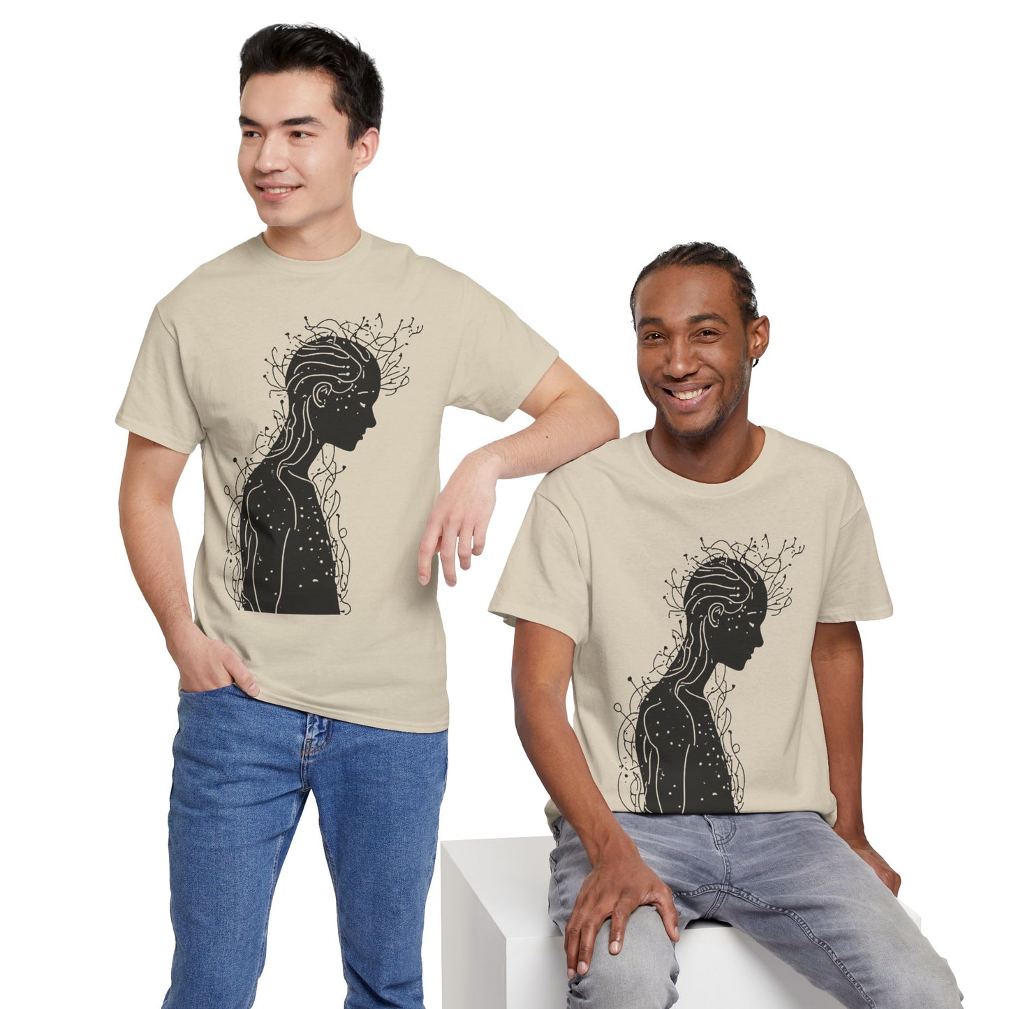 Human Silhouette Line Drawing Graphic Art Tee Shirt *Multiple Colors*