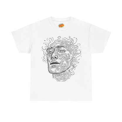 Human Face Line Drawing Portrait Graphic Art Tee Shirt