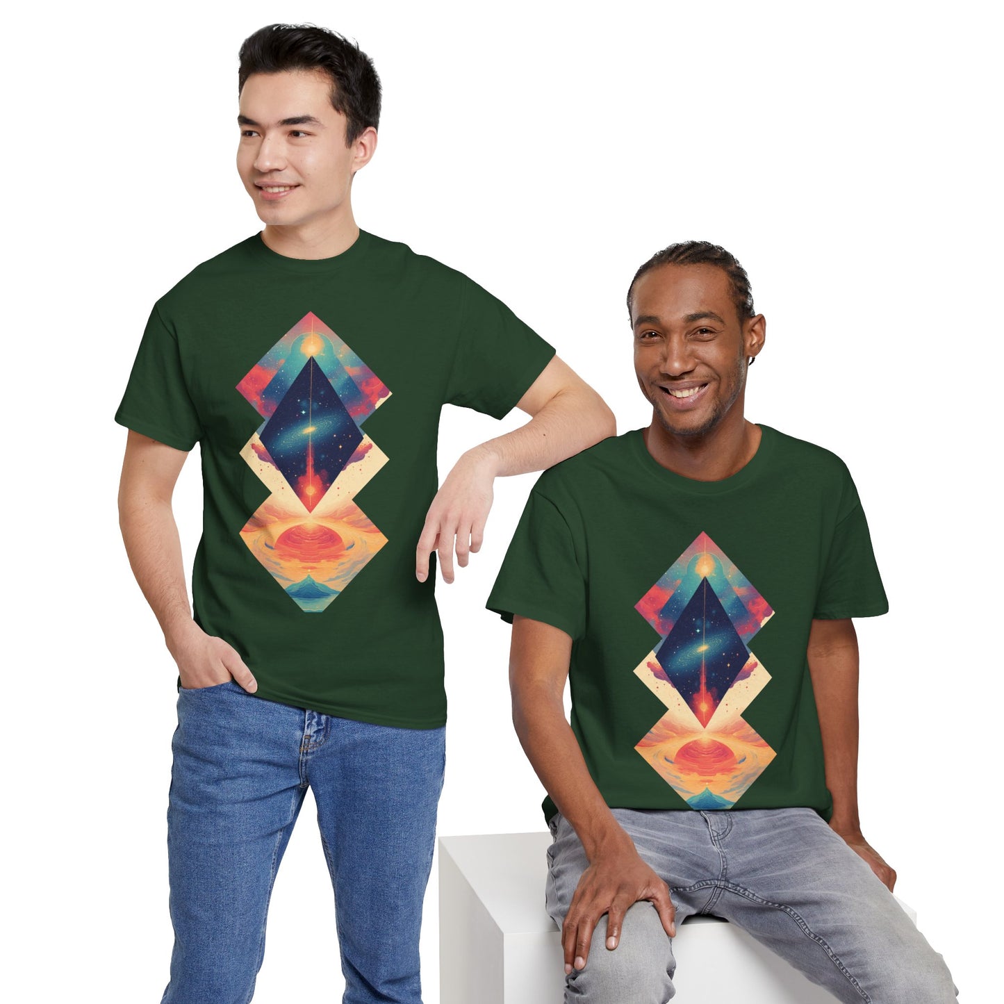 Geometric Shape Galaxy Graphic Space Art Tee Shirt *Multiple Colors*