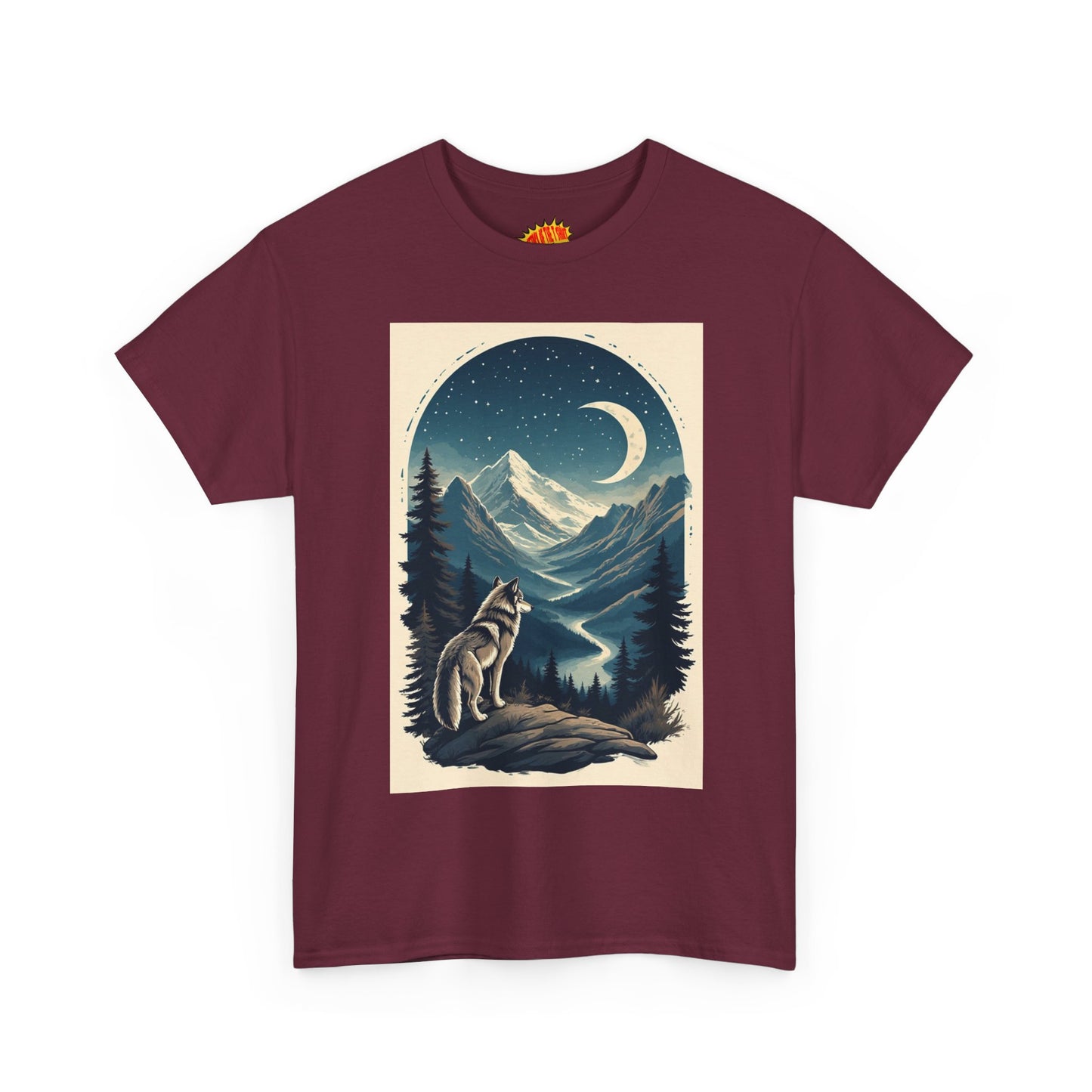 Wolf with Crescent Moon Scene T-Shirt *Multiple Colors*
