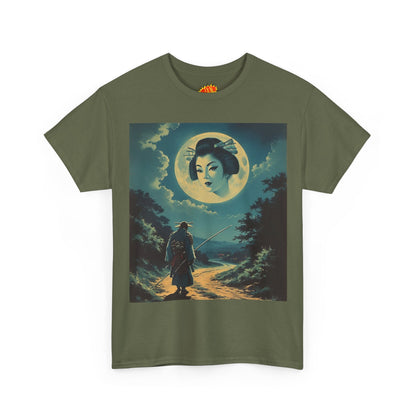 Travelling Samurai w/Full Moon Geisha Woman T-Shirt