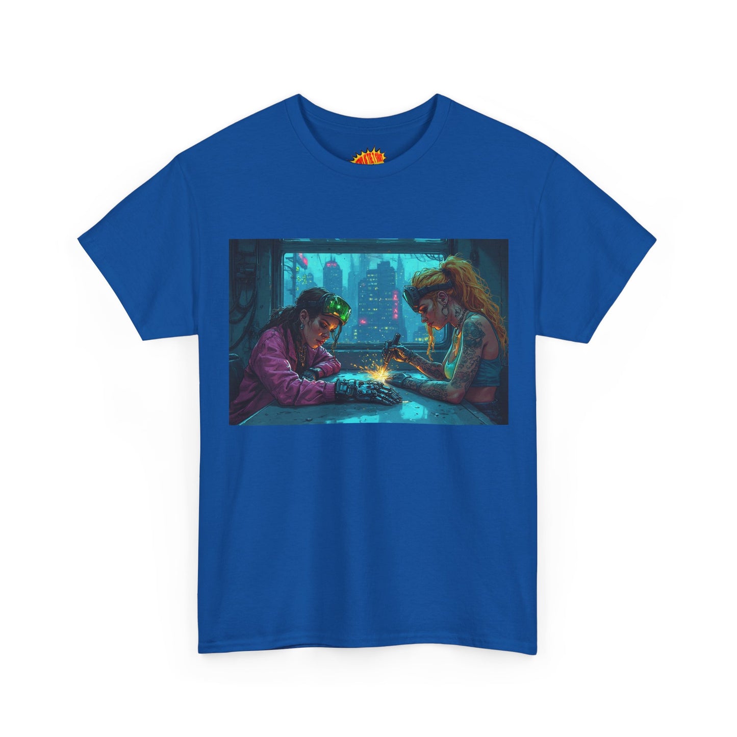 Cyberpunk Ladies Welding Scene T-Shirt *Multiple Colors*