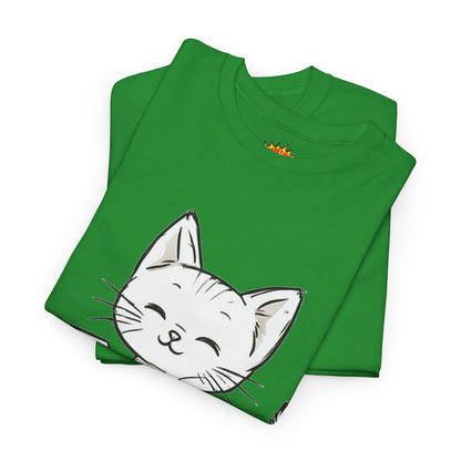 White Cat w/Takeout Yarn Art Tee Shirt