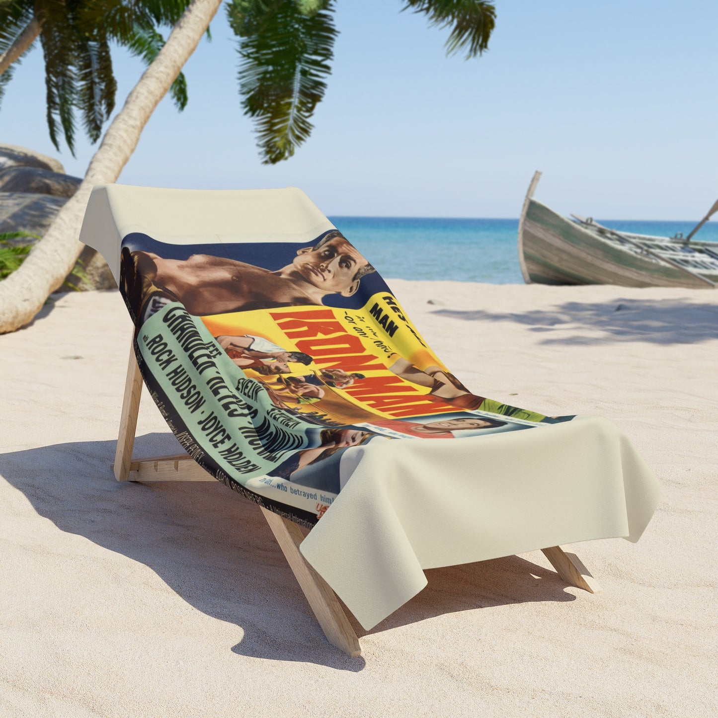 Vintage 'Iron Man' Movie Poster Beach Towel | Retro Film Artwork