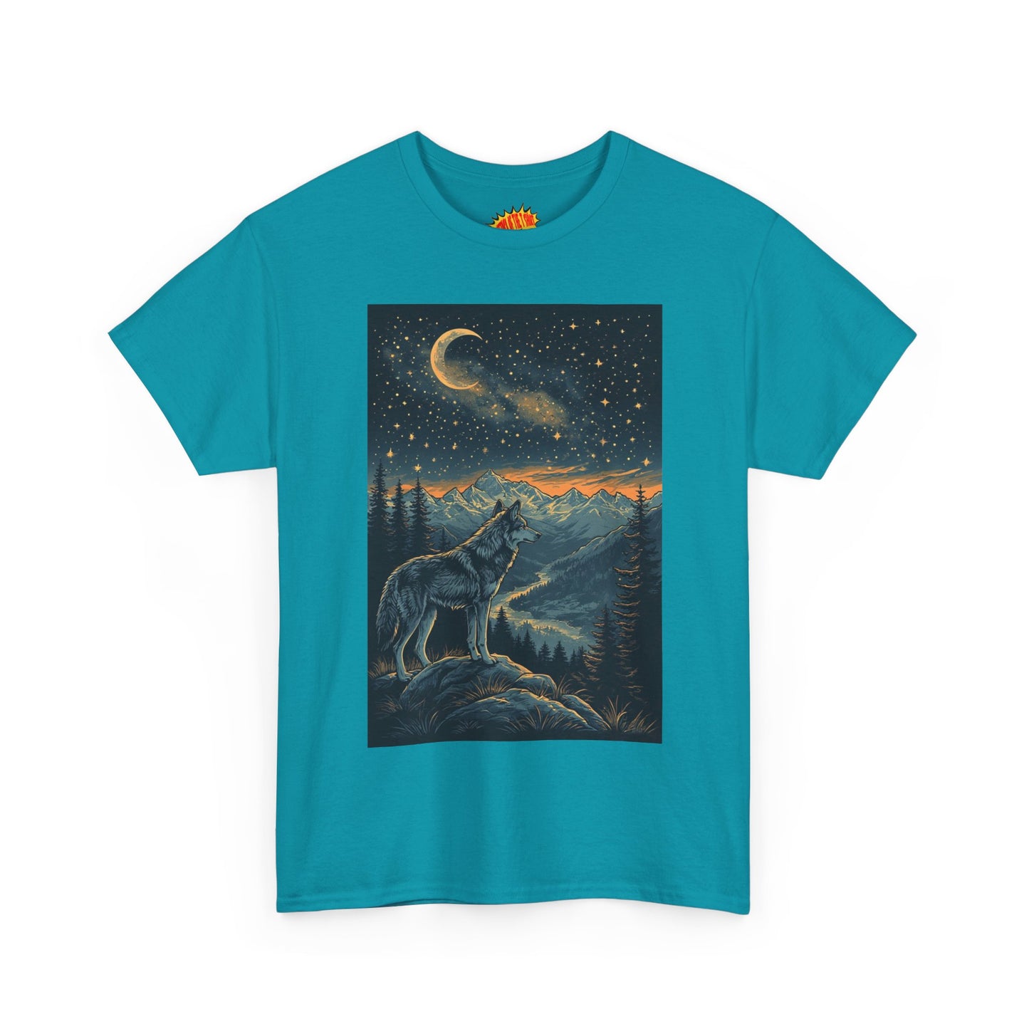 Mountain Wolf Sliver Moon Scene T-Shirt *Multiple Colors*