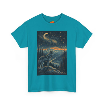 Mountain Wolf Sliver Moon Scene T-Shirt