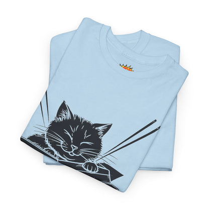 Black Cat w/Box + Yarn Ball Art Drawing Tee Shirt