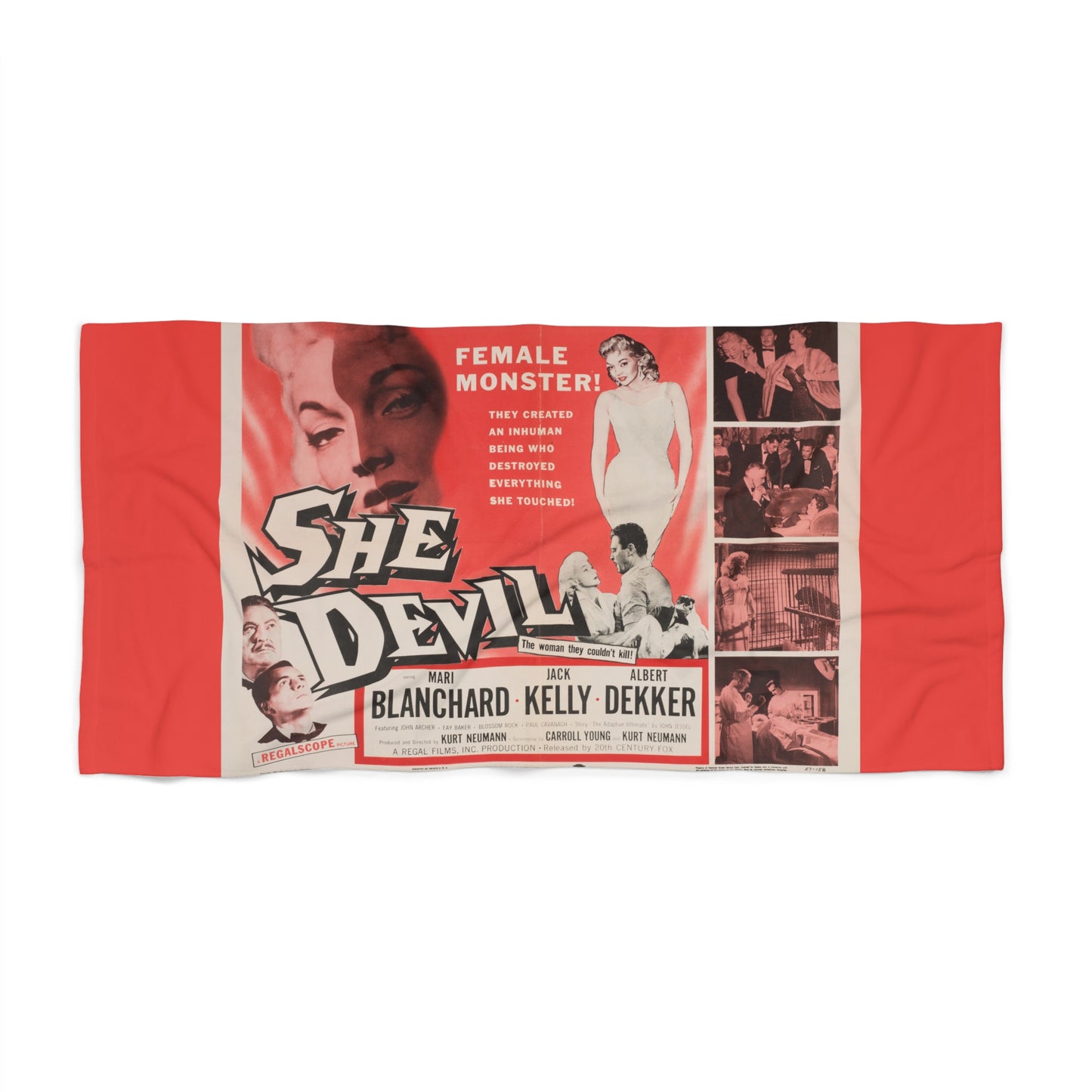 She Devil 1957 Movie Poster Beach Towel | Retro Horror Cinema
