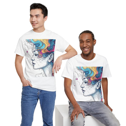 Face w/Color Hair Graphic Art Tee Shirt