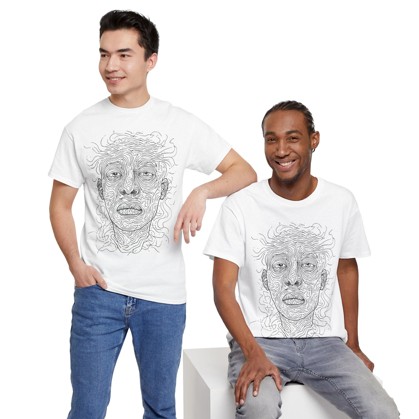 Graphic Line Art Portrait Tee Shirt *Multiple Colors*