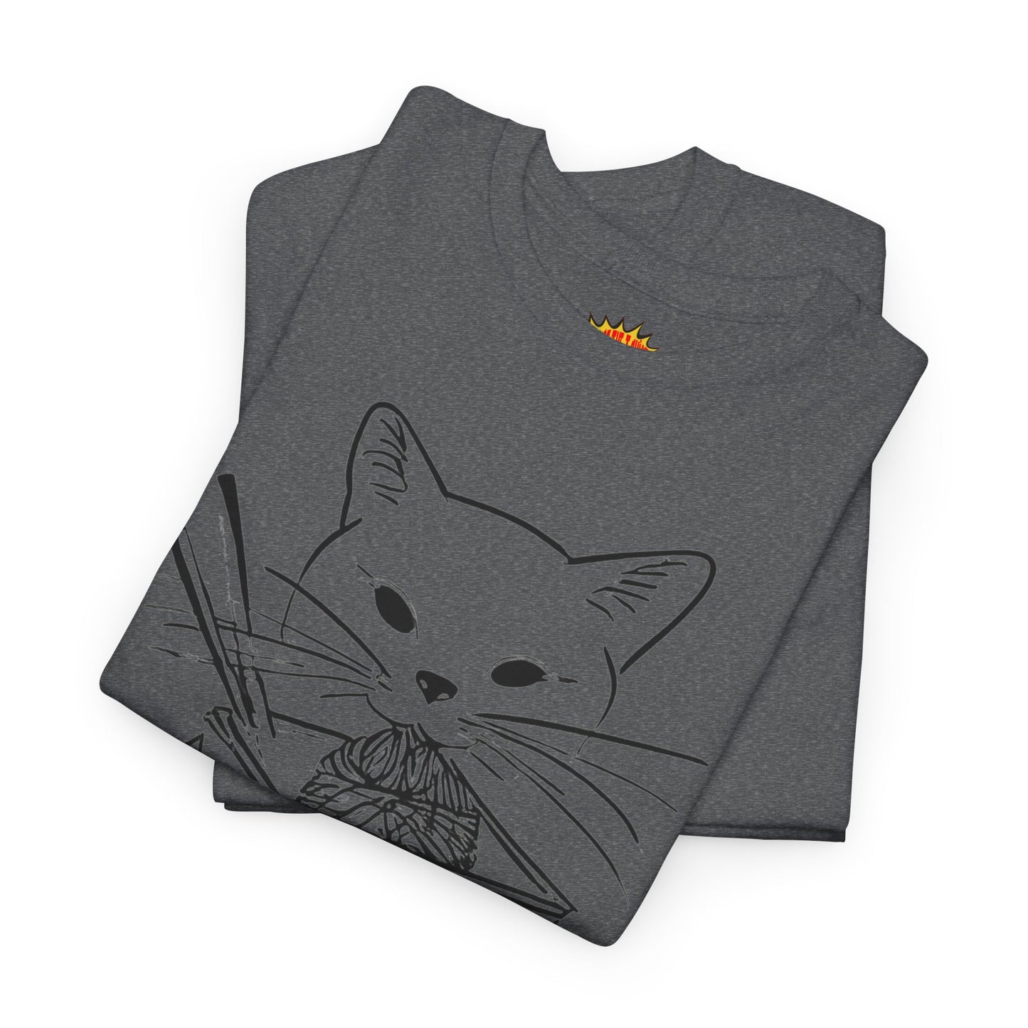 Cat w/Noodles Line Art Drawing Tee Shirt *Multiple Colors*