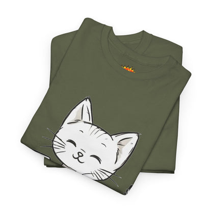 White Cat w/Takeout Yarn Art Tee Shirt