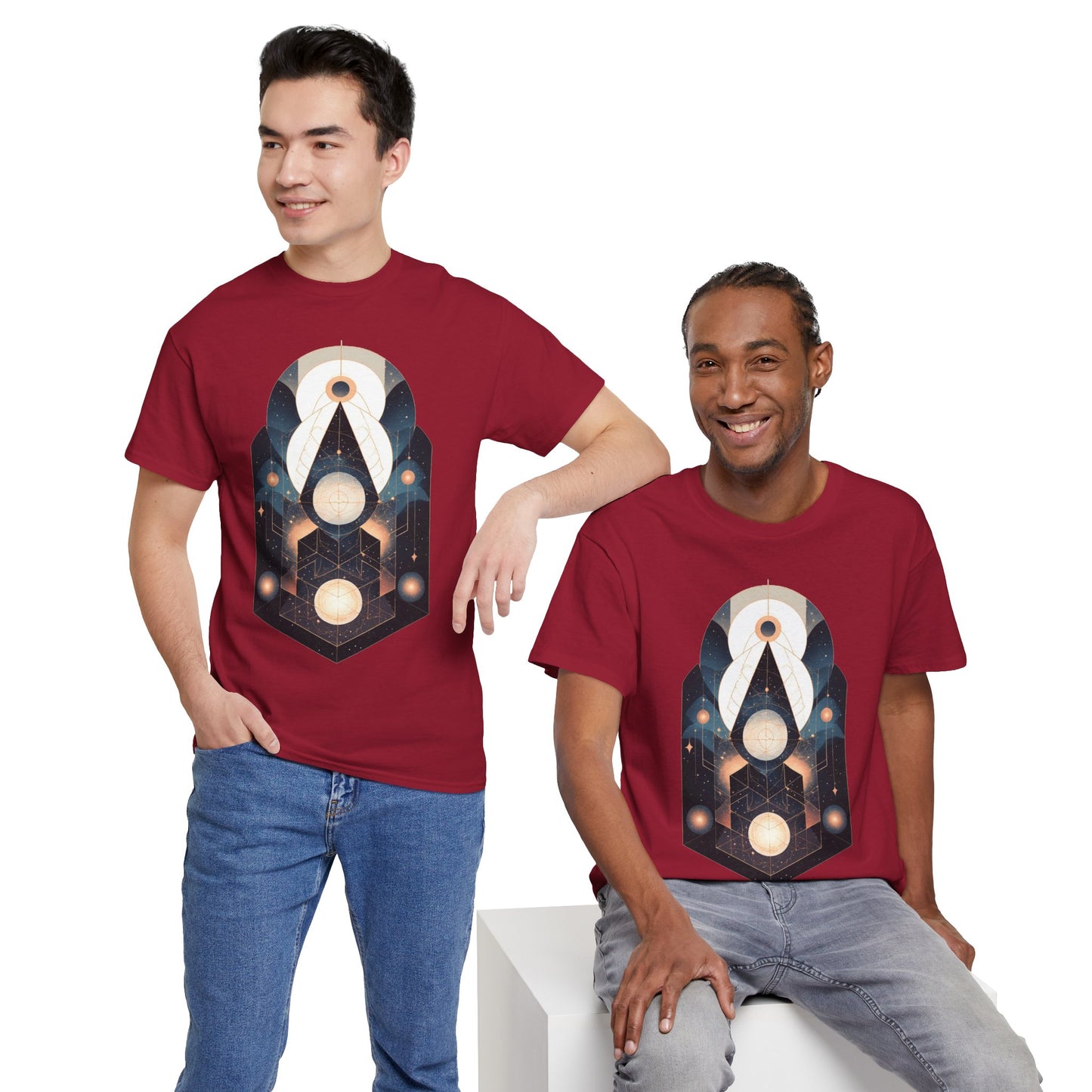 Geometric Space Art Pattern Graphic Tee Shirt *Multiple Colors*