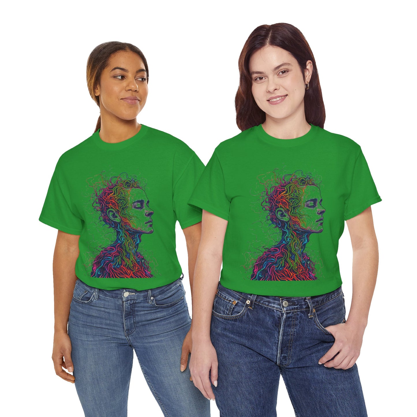 Multicolor Line Drawing Human Graphic Art Tee Shirt *Multiple Colors*