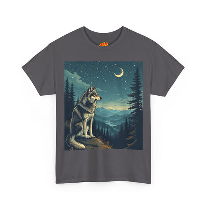 Wolf with Sliver Moon Scene T-Shirt