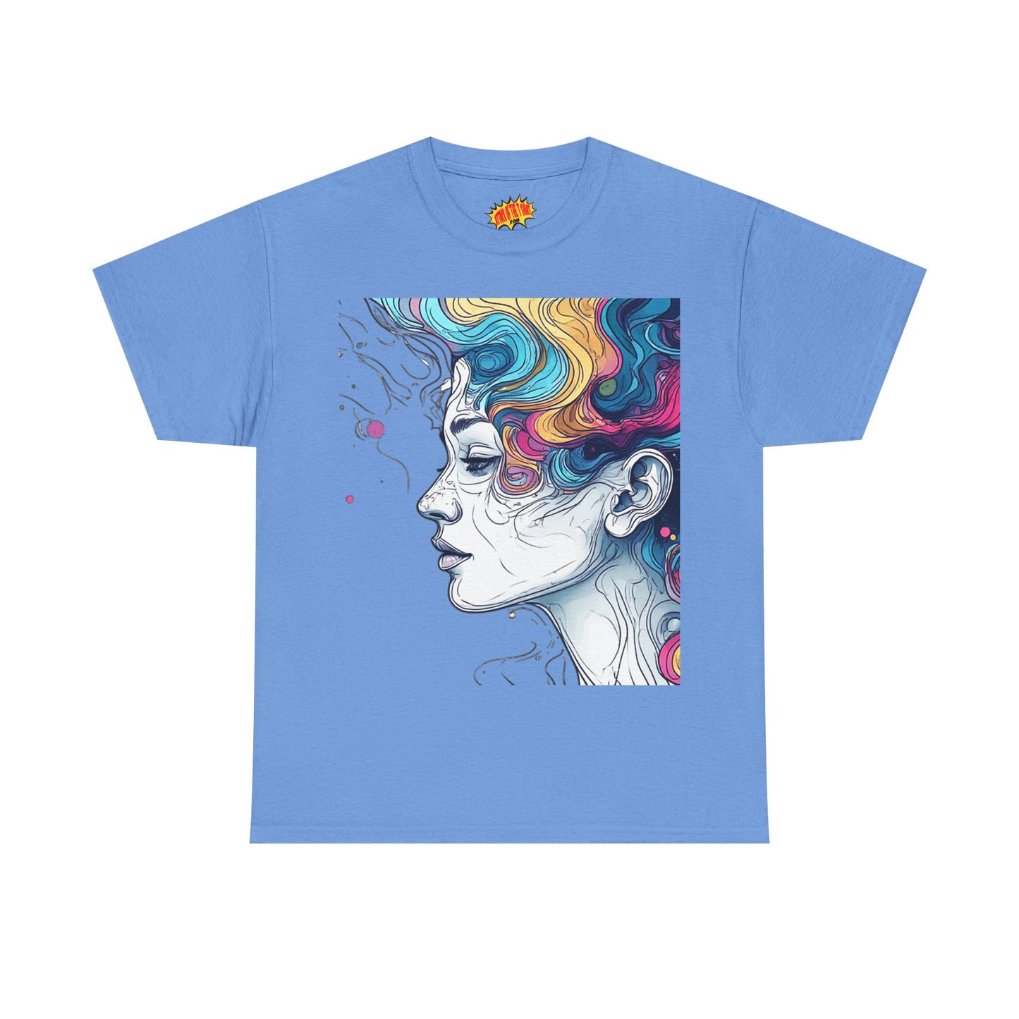 Face w/Color Hair Graphic Art Tee Shirt *Multiple Colors*