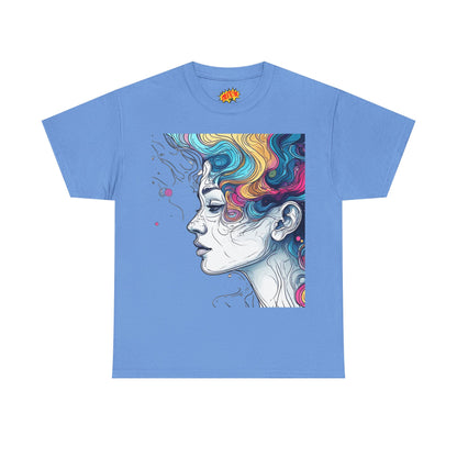Face w/Color Hair Graphic Art Tee Shirt