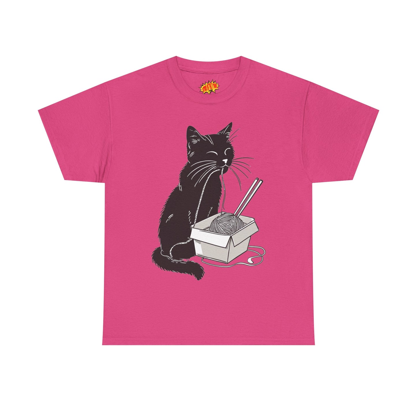Black Cat w/Noodles Drawing Art Tee Shirt *Multiple Colors*