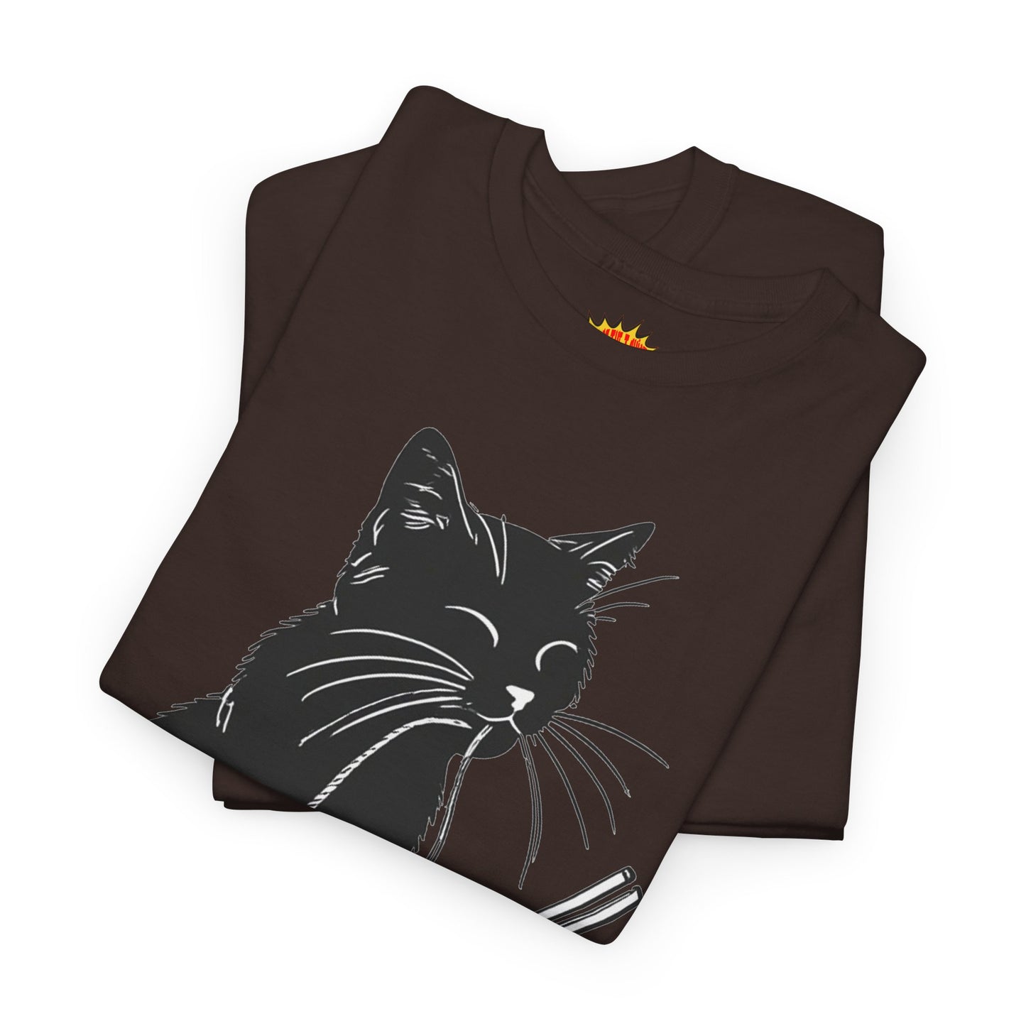 Black Cat w/Noodles Drawing Art Tee Shirt *Multiple Colors*