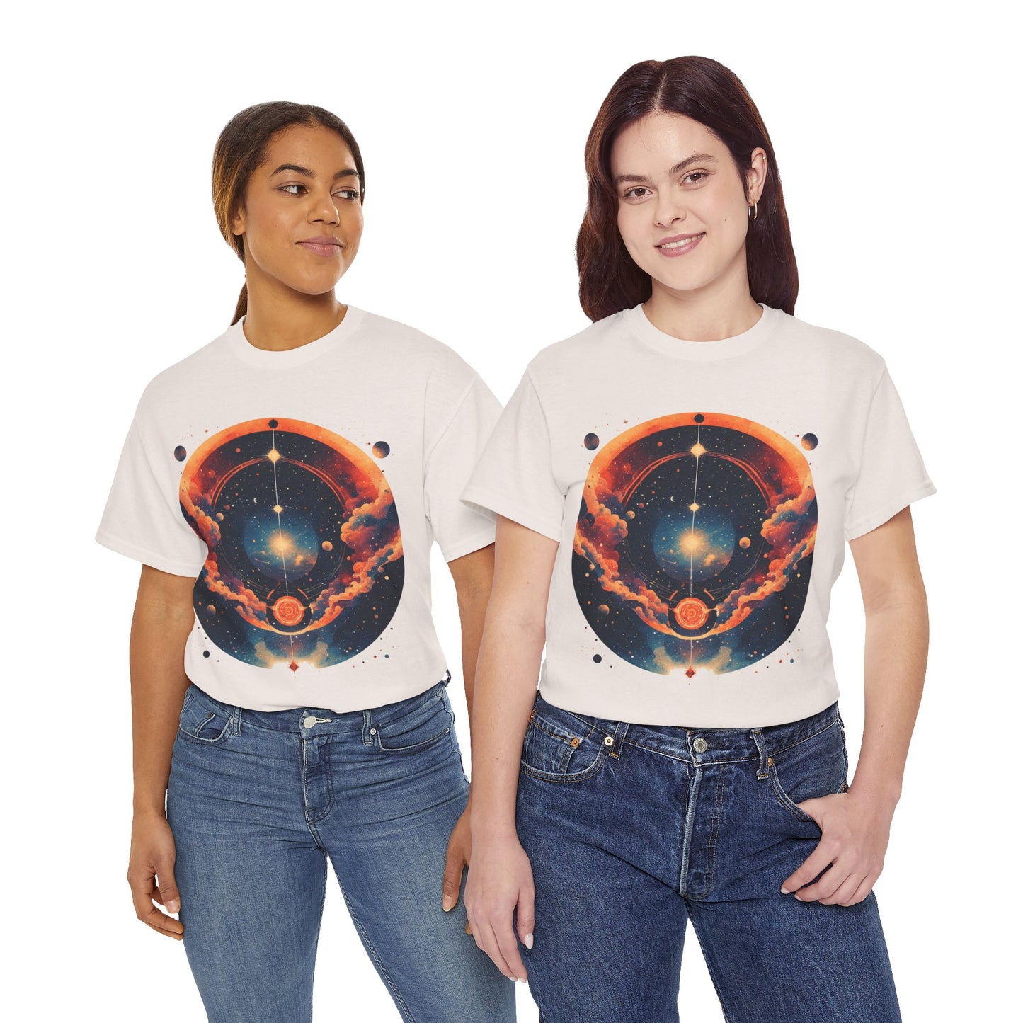 Round Galaxy Graphic Tee Shirt *Multiple Colors*
