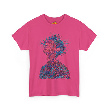 Line Drawing Multicolor Human Graphic Art Tee Shirt