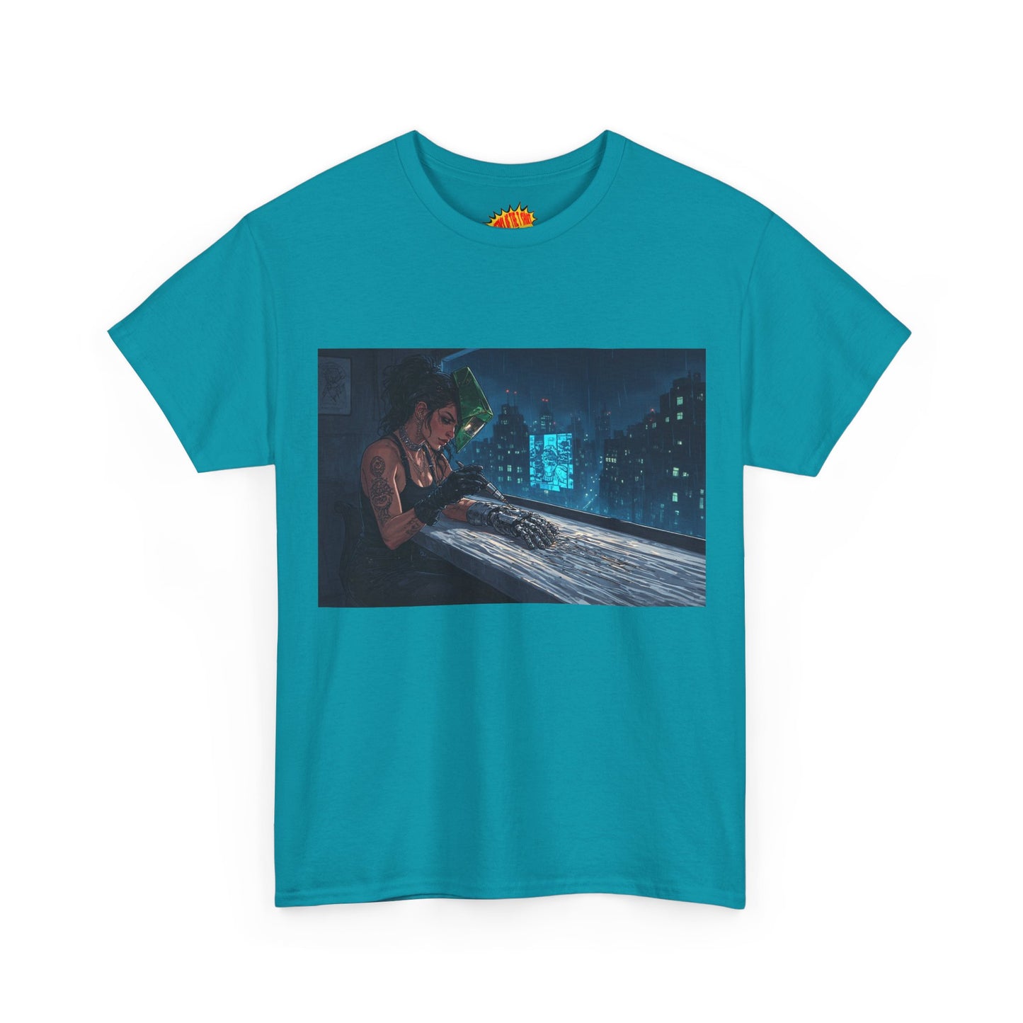 Cyberpunk Women w/Cybernetic Hand Scene T-Shirt *Multiple Colors*