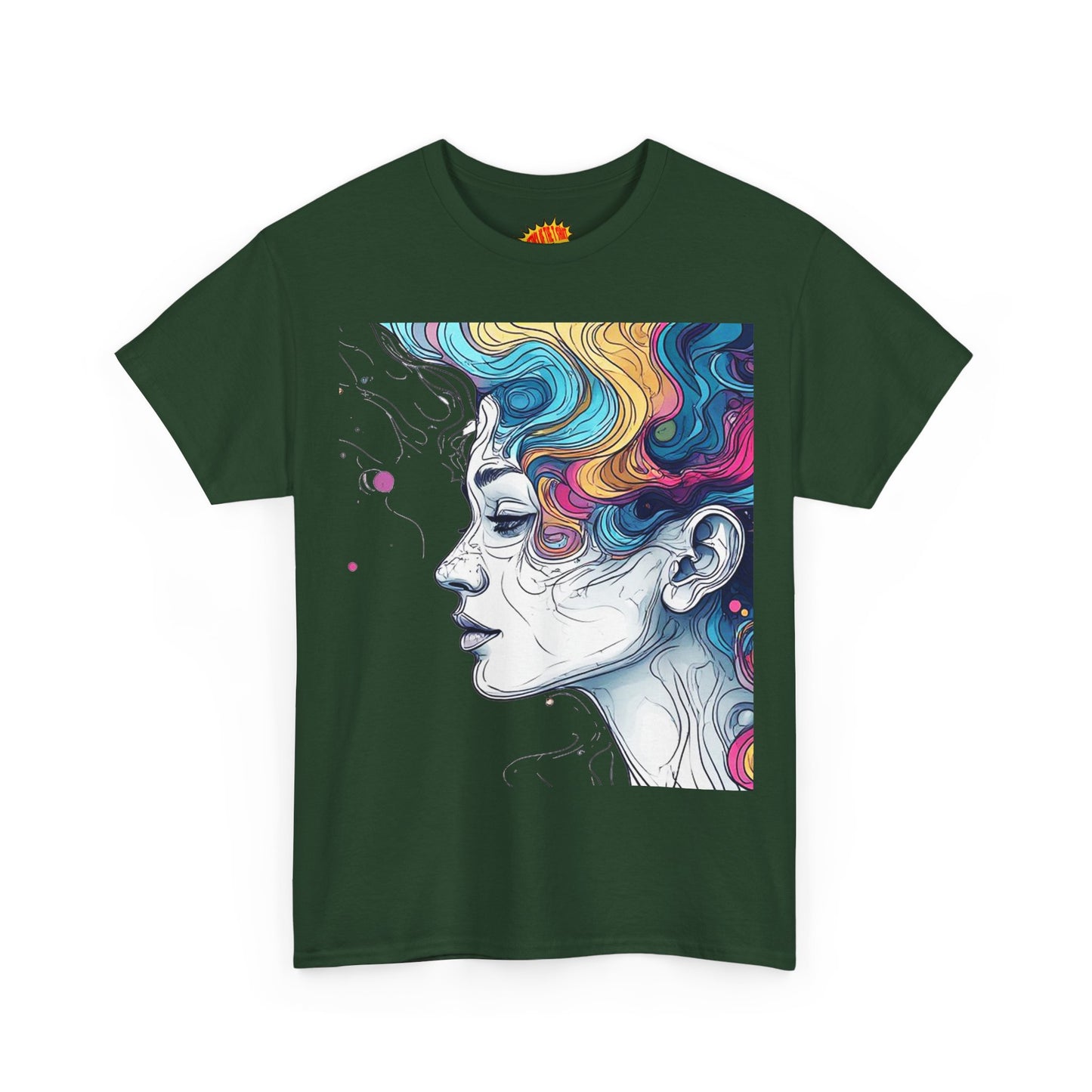 Face w/Color Hair Graphic Art Tee Shirt *Multiple Colors*