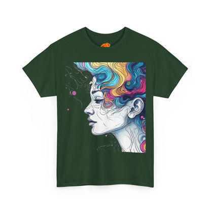 Face w/Color Hair Graphic Art Tee Shirt