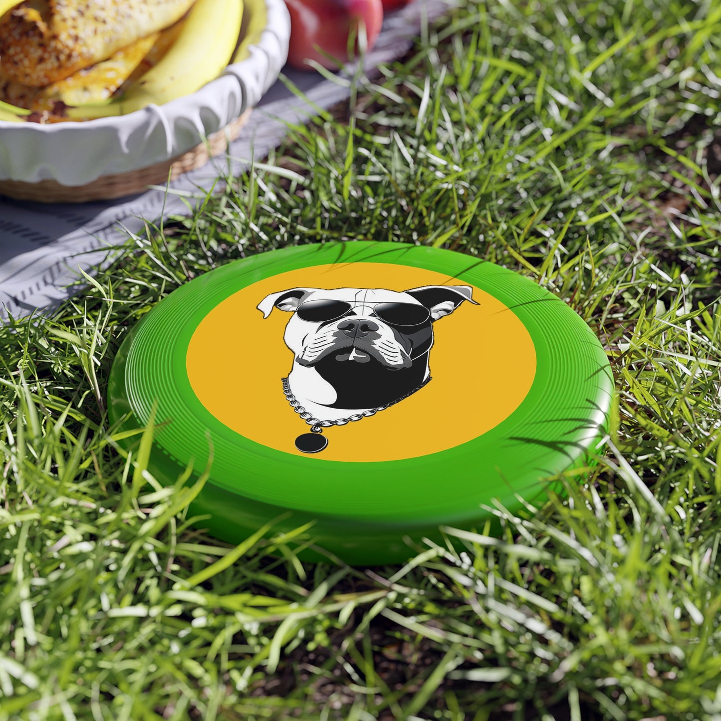Dog with Sunglasses Frisbee