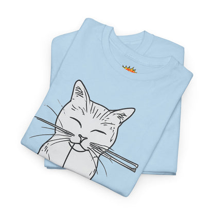 White Cat w/Yarn Ball Art Drawing Tee Shirt
