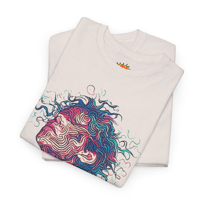 Line Drawing Multicolor Human Graphic Art Tee Shirt