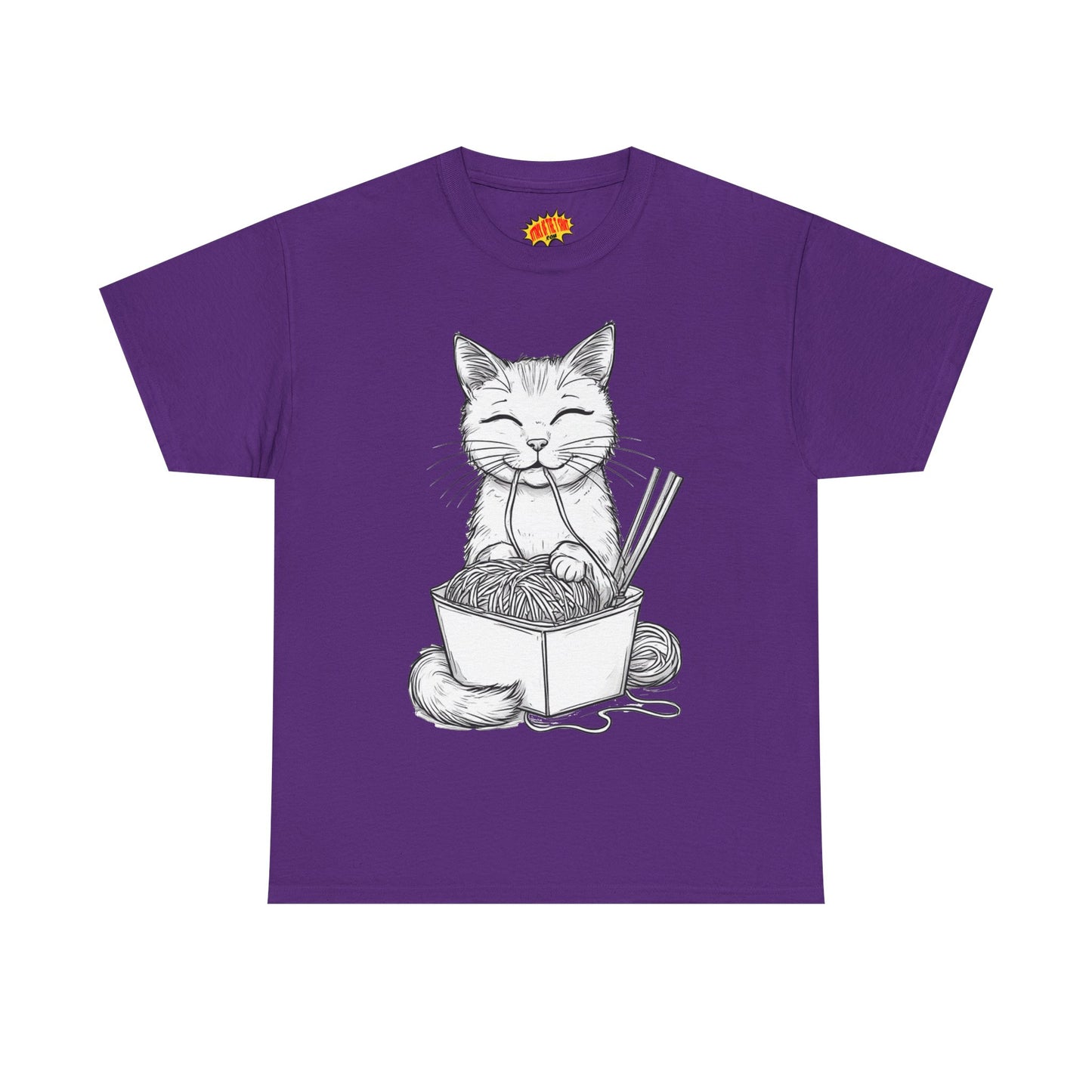 Cat w/Noodles Drawing Art Tee Shirt *Multiple Colors*