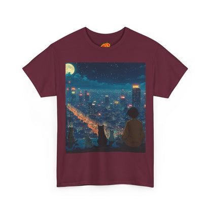 Anime City Night Scene w/Cats T-Shirt