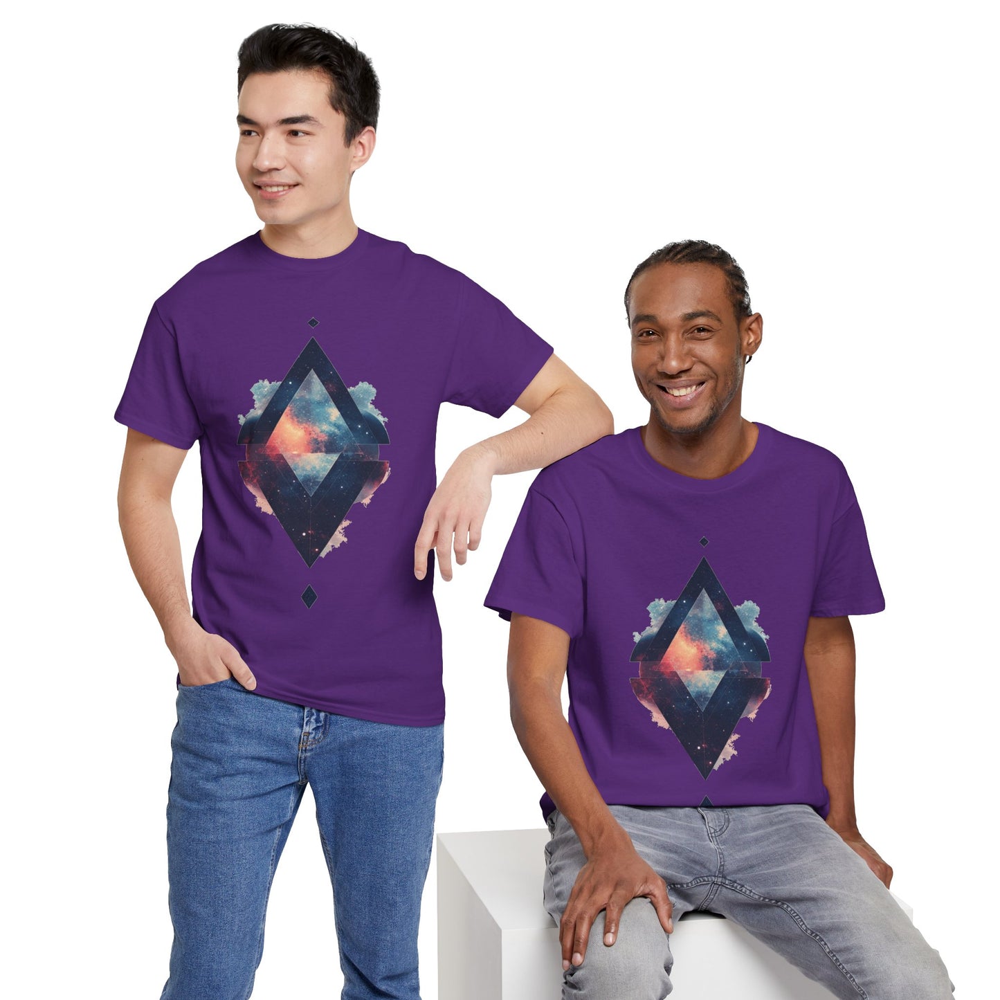 Split Diamond Shape Nebula Graphic Space Art Tee Shirt *Multiple Colors*