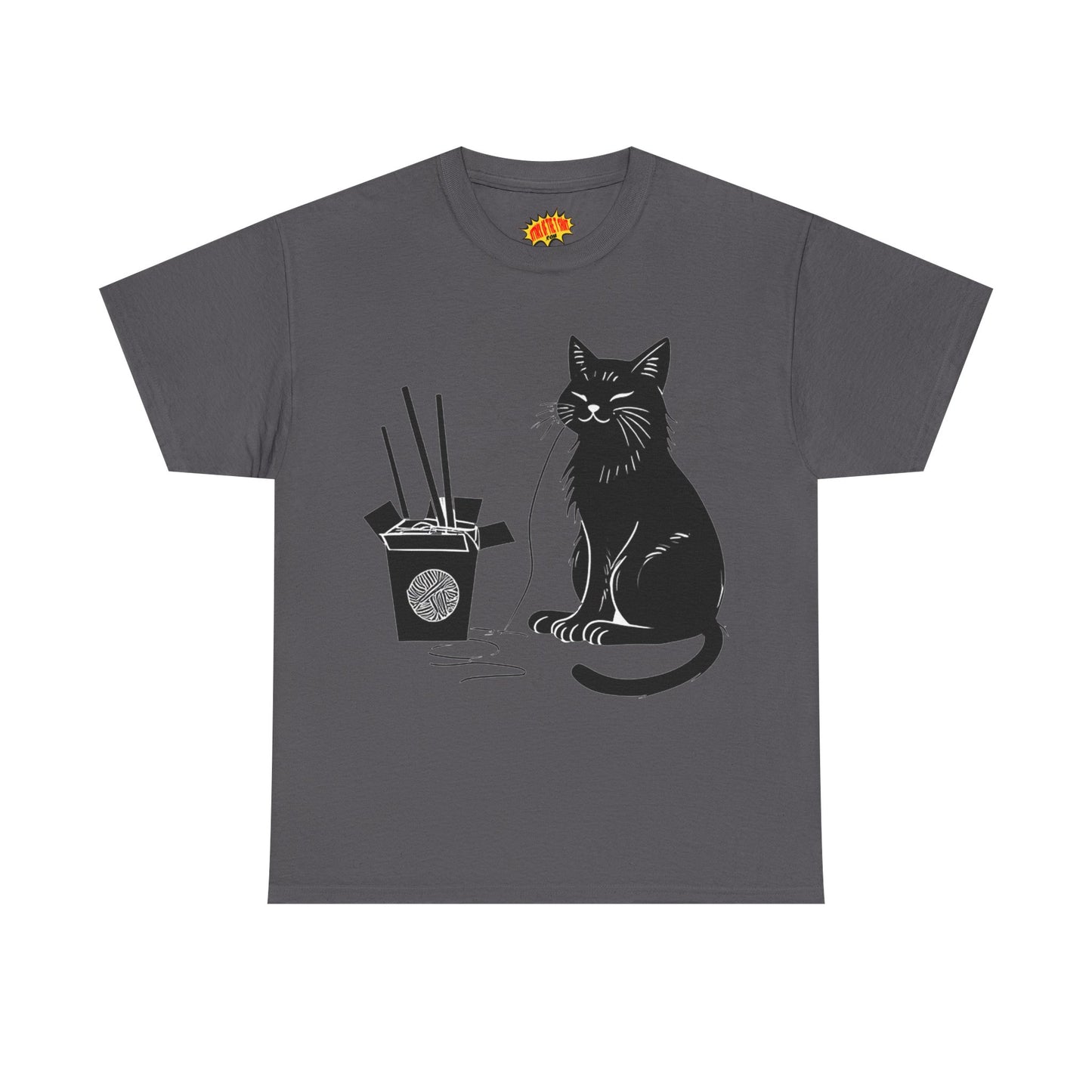 Black Cat w/Takeout Yarn Art Tee Shirt *Multiple Colors*