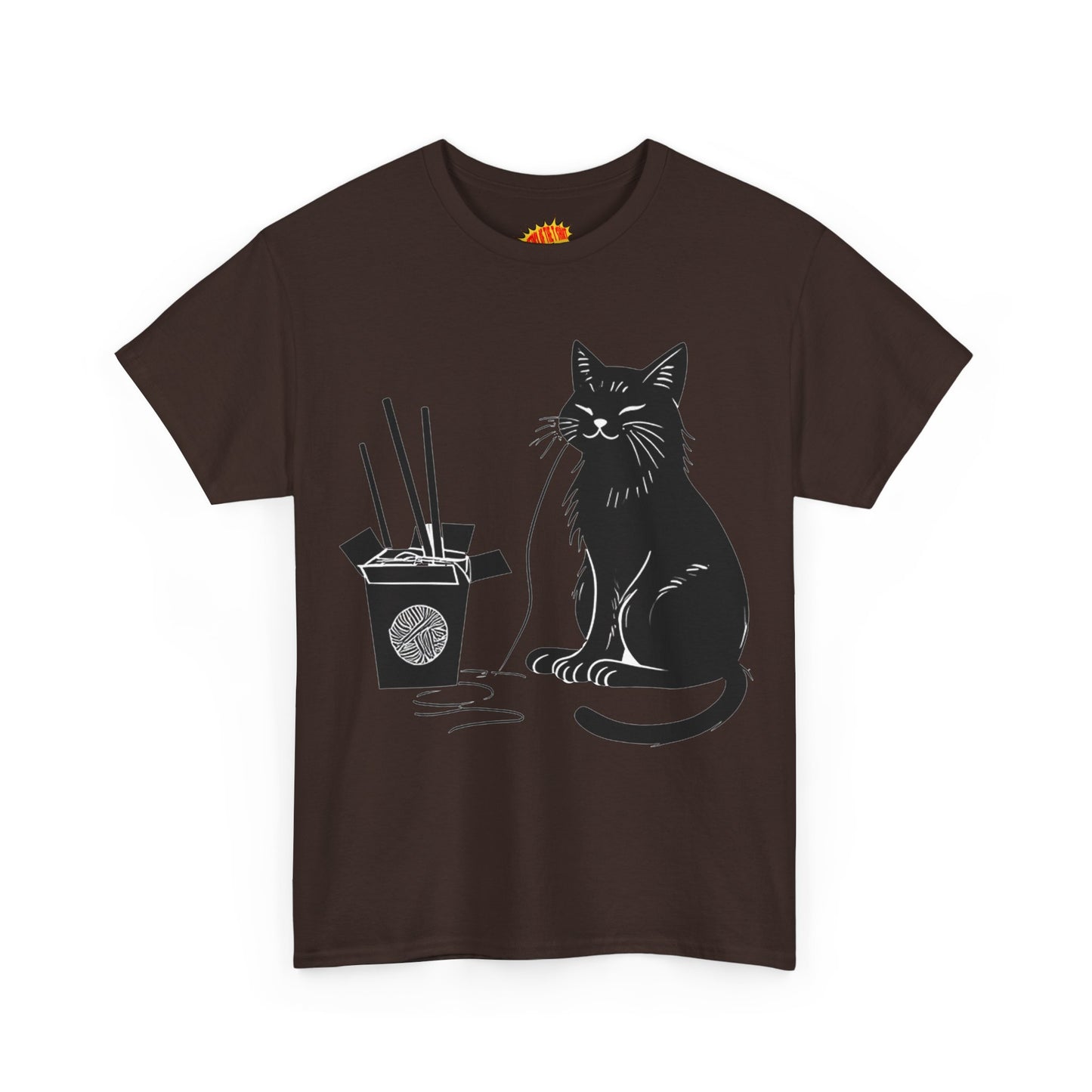 Black Cat w/Takeout Yarn Art Tee Shirt *Multiple Colors*