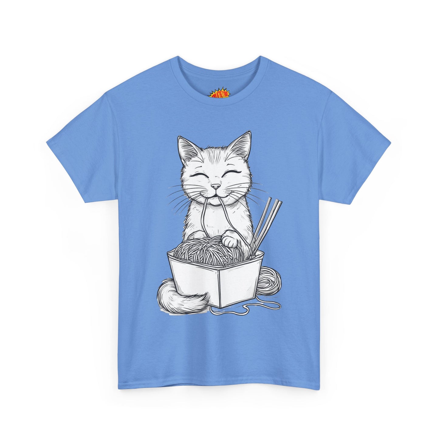 Cat w/Noodles Drawing Art Tee Shirt *Multiple Colors*